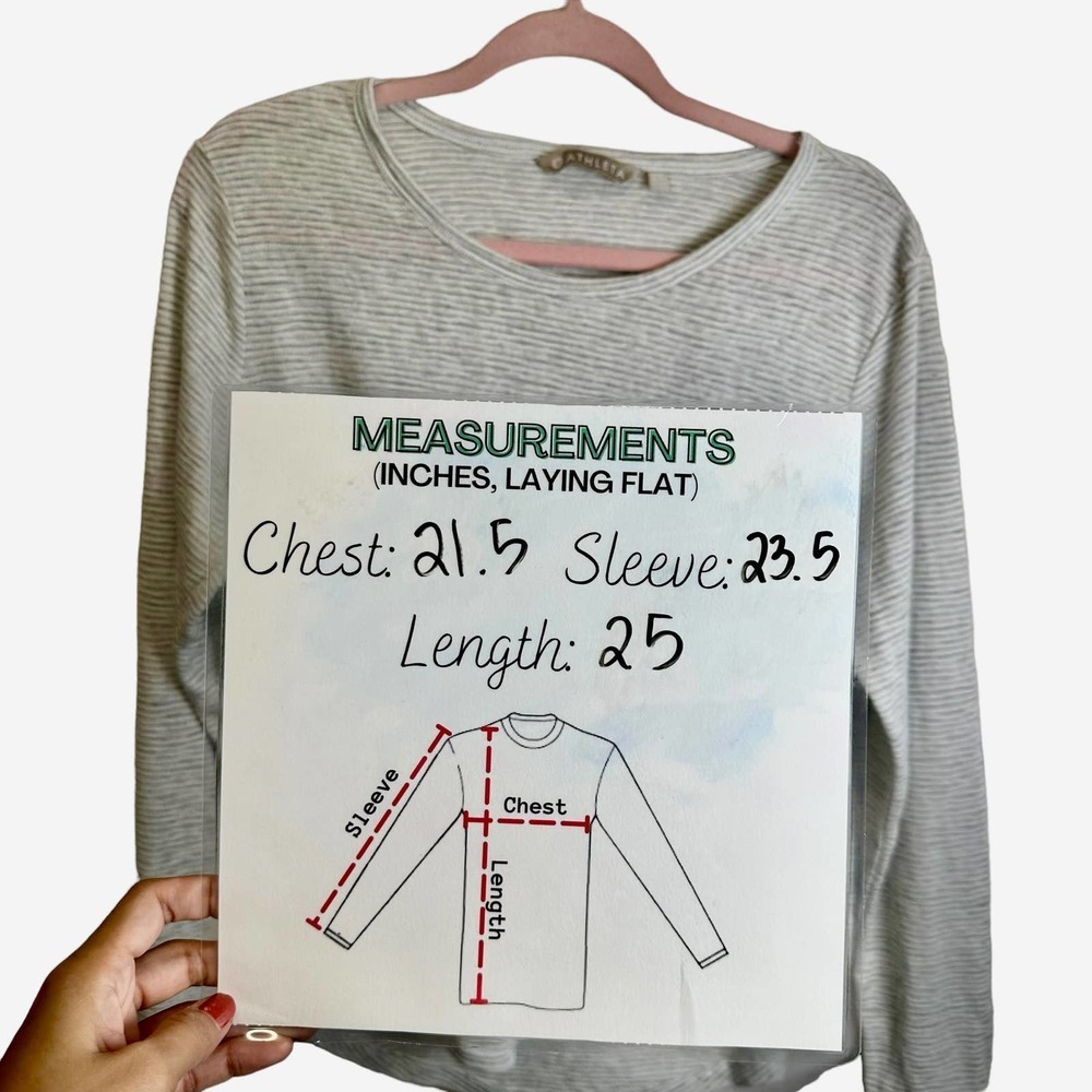 Athleta Long Sleeve Shirt Women’s sz. Medium Tall Gray Stripes Cut out Back - Picture 8 of 13